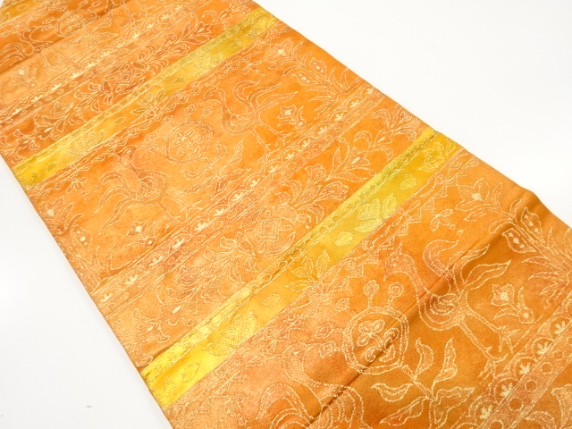 JAPANESE NAGOYA OBI / WOVEN FLOWER & BIRD